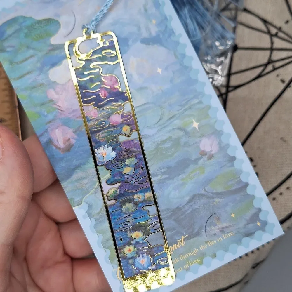 Monet Artistic Bookmark with Light Blue Tassel